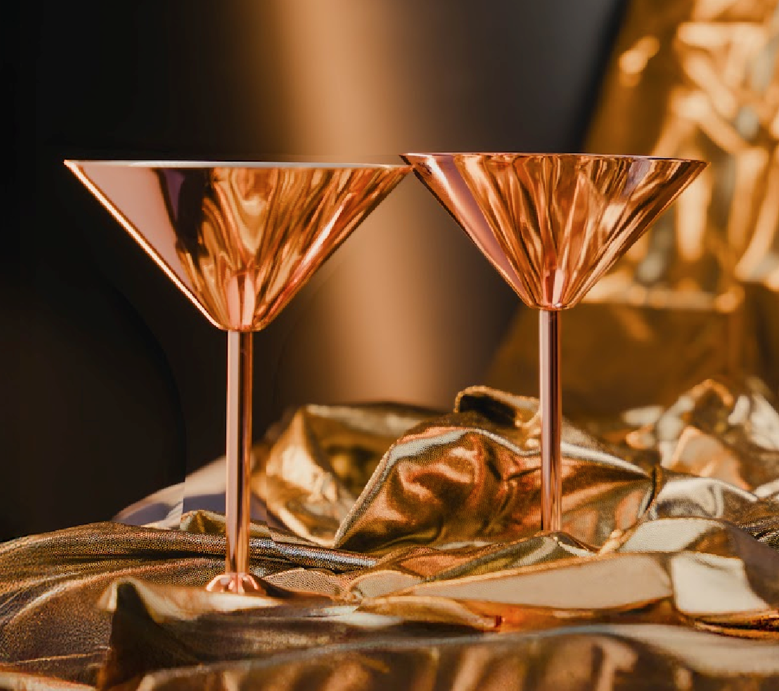 Copas de Martini con ginebra latina (juego de 1)