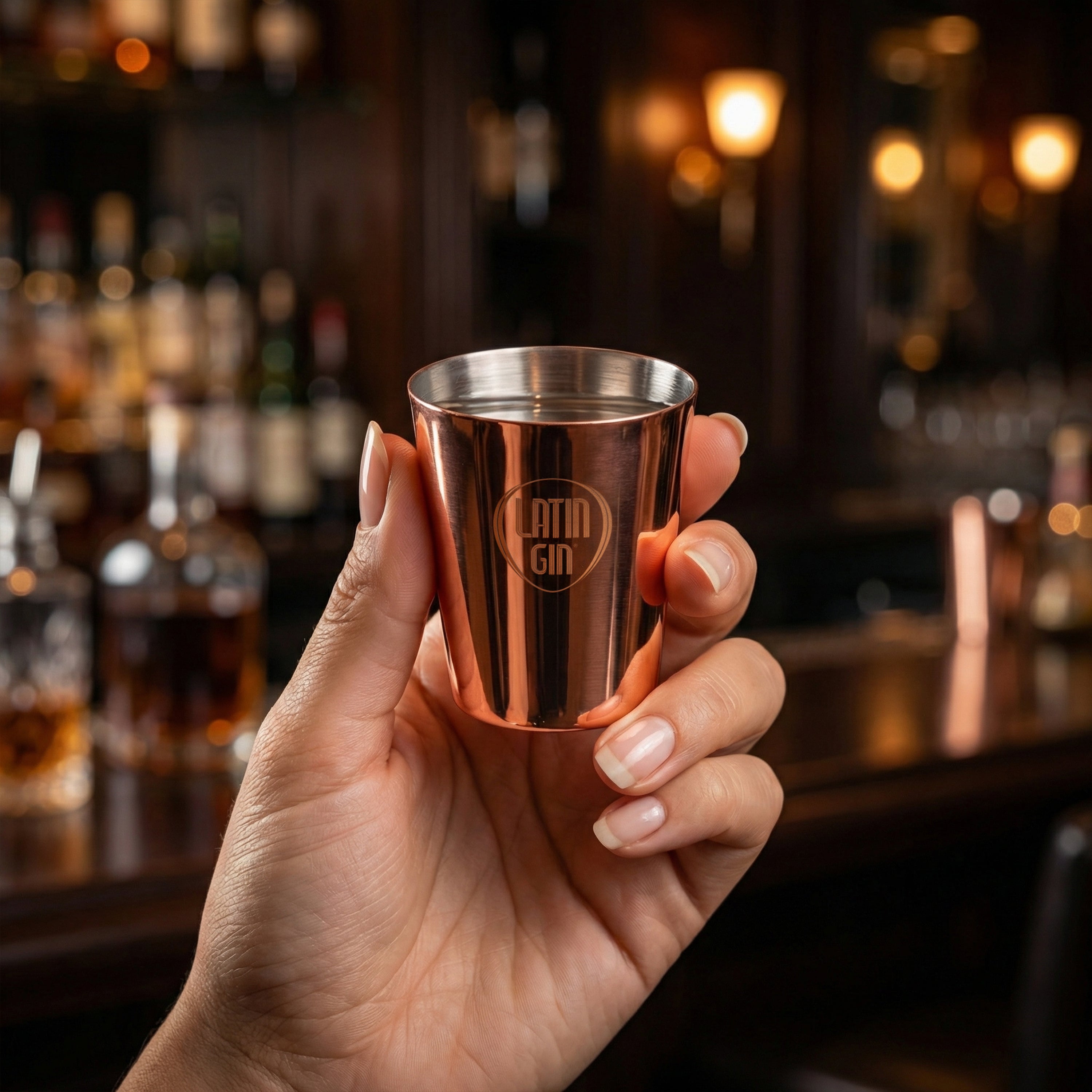 Copa de chupito de ginebra latina
